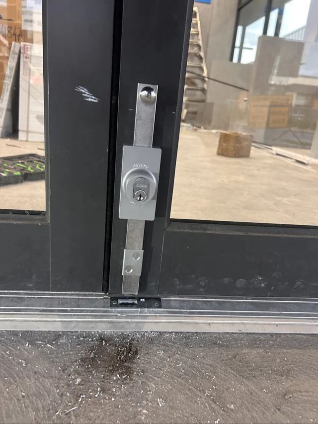 Commercial deadlock fitted to an aluminium shopfront door